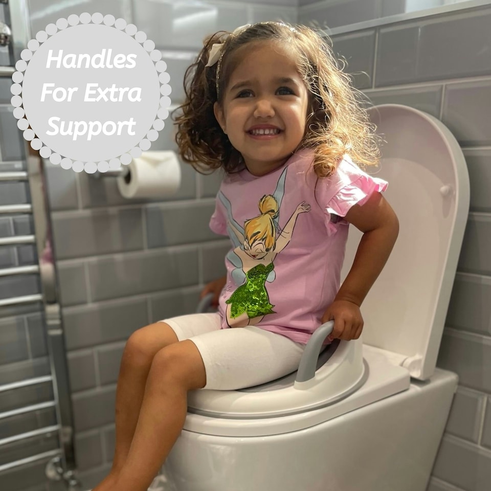 image 1 of Babycurls Toddler Toilet Training Seat with Handles - White White
