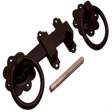 Golden Grace Gate Ring Plain Latch in Black Finish for Outdoor Gates - 21.4 x 12.7 x 4cm