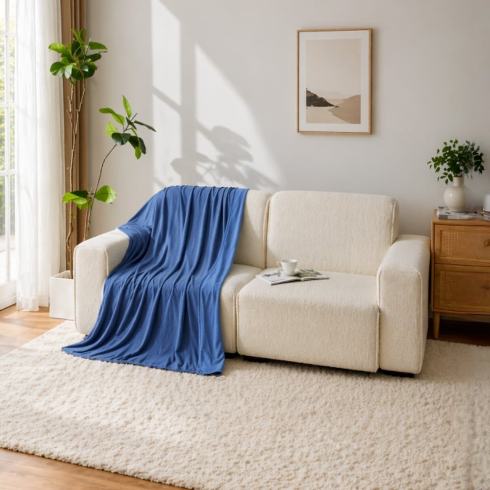 image 1 of Dyzi Home Extra Soft & Lightweight Cooling Blanket, Arc-Chill & Hypoallergenic - 130 x 170cm | Blue