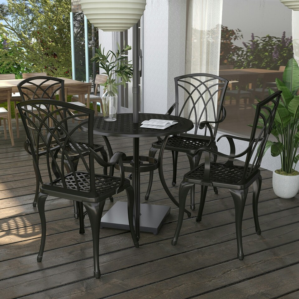 image 1 of Outsunny 5 PCs Coffee Table Chairs Outdoor Garden Furniture Set