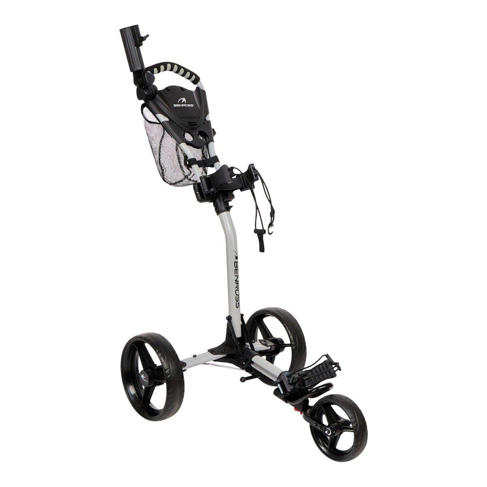 image 1 of Benross Q Fold 3-Wheel Compact Golf Push Trolley - Silver