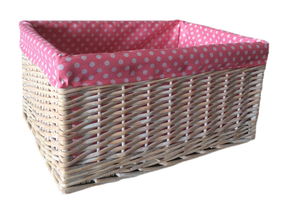 image 1 of Extra Large Pink Spotty Lined Storage Basket | Pink | Pink