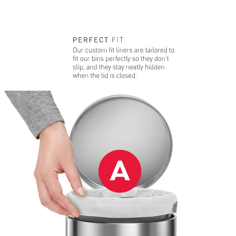 image 1 of Simplehuman 4.5L Code A Bin Liners, 50% Recycled Custom Fit Bin Bags, Pack of 150 | White | Code A | Code A | 5