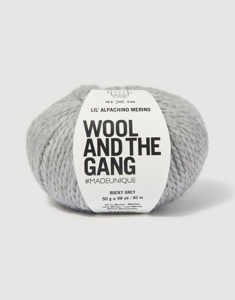 Wool and the Gang Grey Lil Alpachino Merino DK Yarn For Crochet, Knitting - per 50 gram ball
