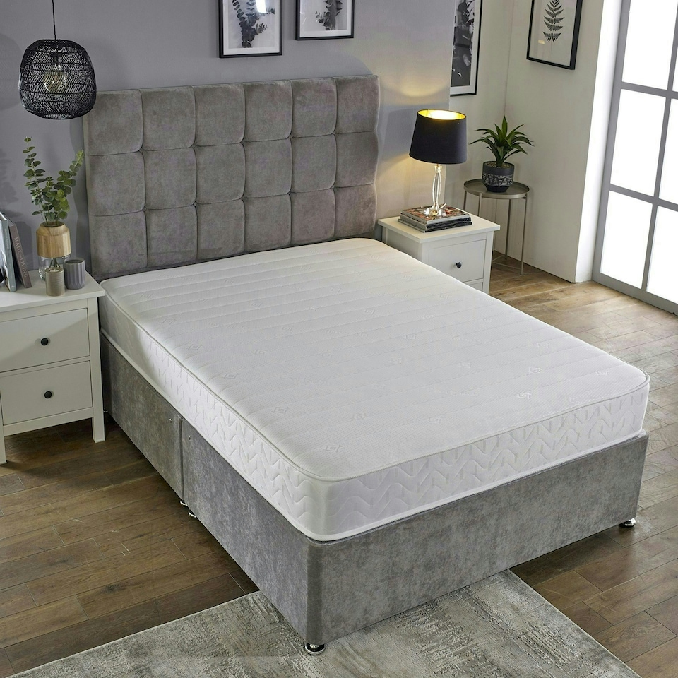 image 1 of Budget Memory Sprung Mattress - Quilted Cooltouch Straight Line Top Panel White | Double