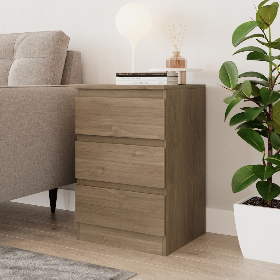 image 1 of 3 Drawer Bedroom Storage Cabinet | Multi | Oak & Oak | 1