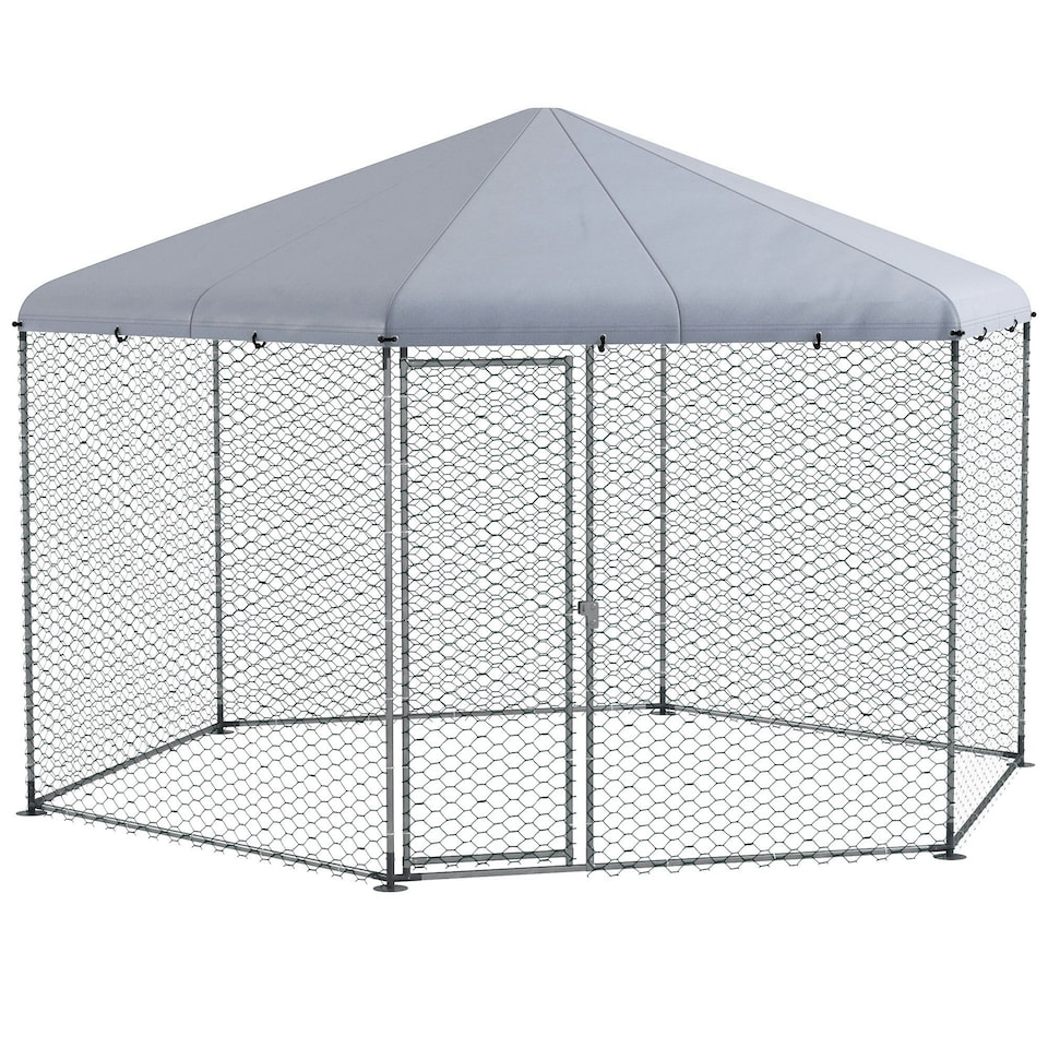 image 1 of PawHut Walk-in Chicken Run w/ Cover, for 10-15 Chickens, Hens, Rabbits, Ducks