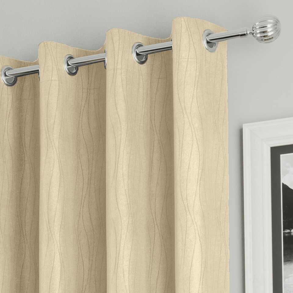 image 1 of Goodwood Cream Curtains 46 x 54 inch (117 x 137 cm) Room Darkening Eyelet Thermal Noise Reducing Curtains for Bedroom and Living Room
