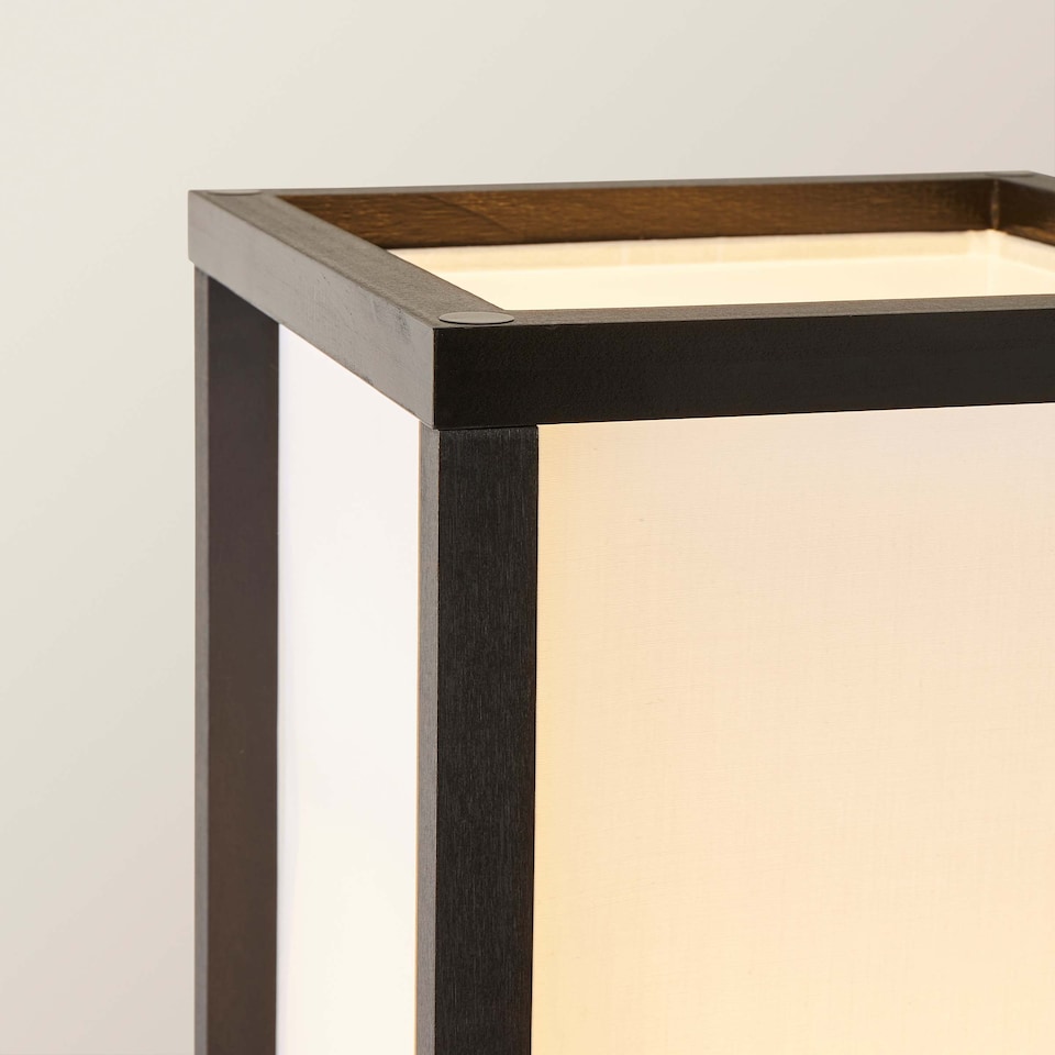 image 1 of ValueLights Struttura Black Shelving Floor Lamp Fabric Shade