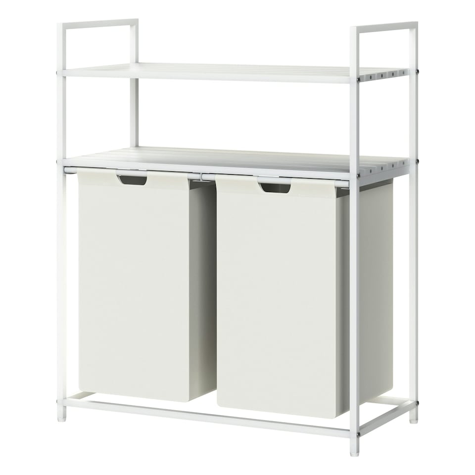 image 1 of Neo White Laundry Basket Hamper With 2 Shelves White