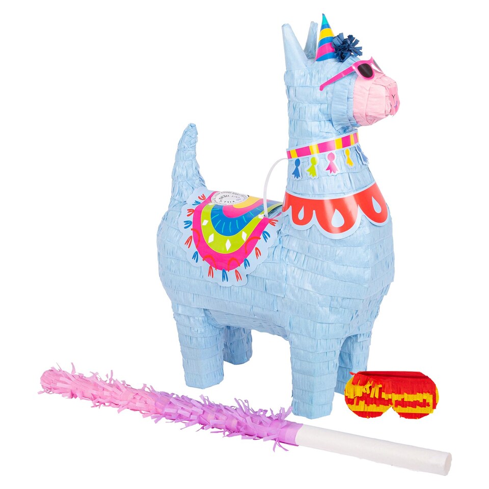 image 1 of Fax Potato 3pc Llama Pinata Set with Stick & Blindfold - Pink Stick