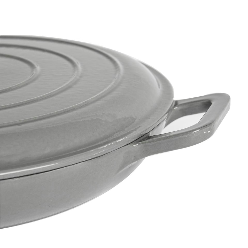image 1 of Argon Tableware Cast Iron Shallow Casserole Dish - Hob to Oven - 2.3 Litre - Slate Grey Grey
