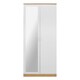 image 1 of Modern 2-Door Wardrobe with Mirror High Gloss Finish In Oak and White White | Oak