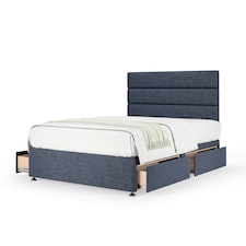 Signature Platinum 2000 Pocket Sprung Midnight Linen 4 Drawer Divan Set And Milan Headboard King Size