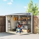 image 9 of Outsunny 7 x 5FT Galvanised Metal Garden Shed with Foundation, Lean to Shed, Tool Storage House with Sliding Doors, 2 Vents, Adjustable Shelves and Hooks, Dark Grey | Grey | 1