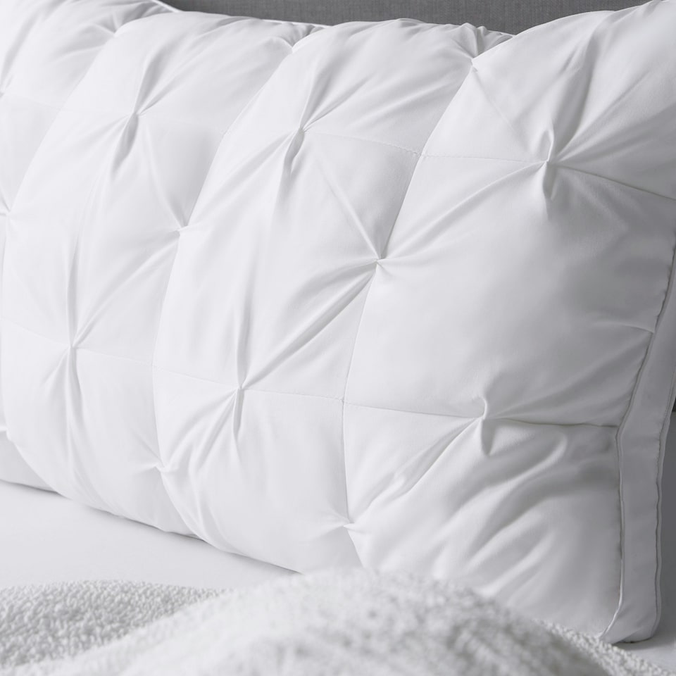 image 1 of OHS Quilted Hotel Cushion Soft Filled Bounce Back Luxury Quality Plump Plush Bed Pillow White | 48 x 74cm