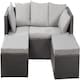 image 1 of Nustone Garden Patio Rattan 3 Seat Sofa Set with Chaise Lounger and Footrest in Light Grey Grey | Light Grey