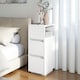 image 8 of HOMCOM Slim Bedside Table, Narrow Bedside Cabinet with Open Shelf and 2 Drawers, Modern Nightstand for Bedroom, Living Room, White | White | White