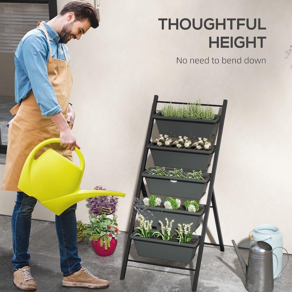 image 1 of Outsunny Indoor Outdoor Vertical Raised Garden Bed with 5 Removable Tray