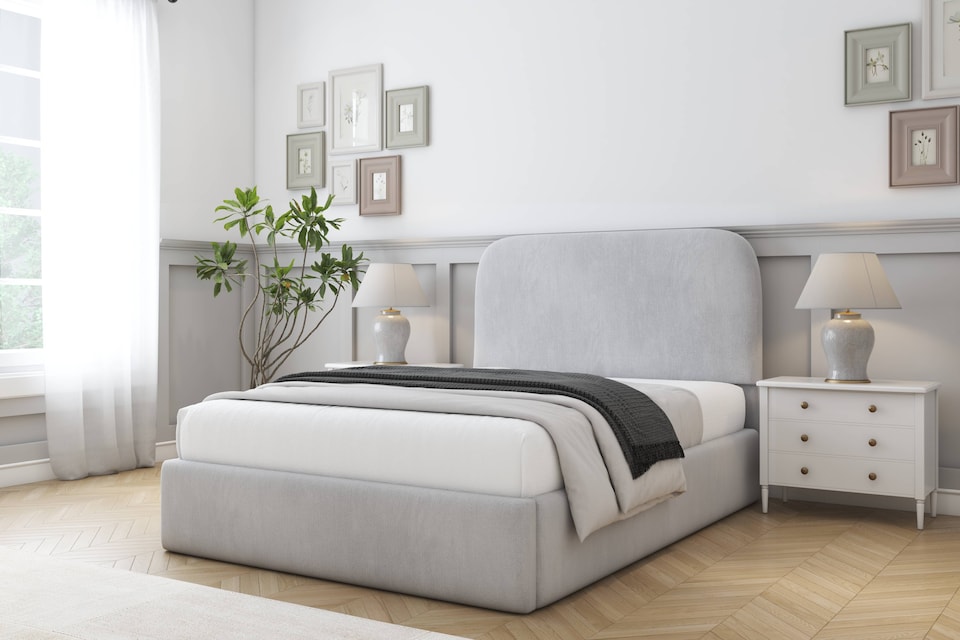 image 1 of Sloomy Belvoir Silver Naples Bed Frame With Mattress With 45" Upholstered Headboard 2'6 Small Single