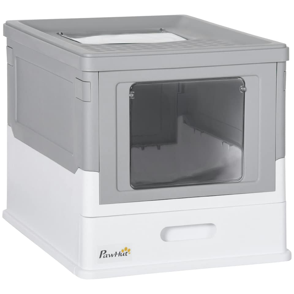image 1 of PawHut Hooded Cat Litter Box, Pet Toilet w/ Scoop, Tray - Grey