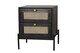 image 2 of Rattan Bedside Table 2 Drawer - Mango Wood/Iron - L45 x W45 x H55 cm - Black Finish with Natural Rattan - Assembly Required