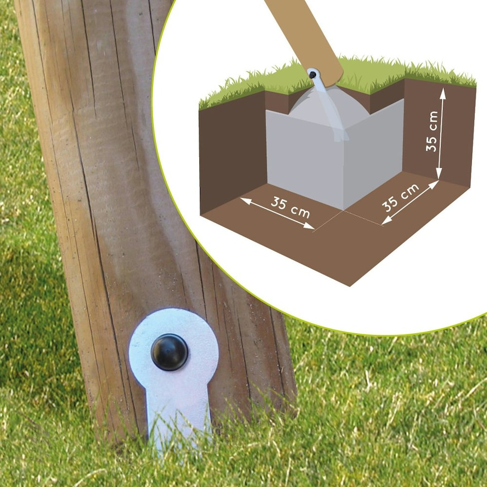 image 1 of Figue Wooden Swing Set with Slide
