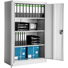 Filing Cabinet - 4 adjustable shelves, lockable, 140 x 90 x 40 cm | Grey | grey | 40 x 90 x 140 cm | 1