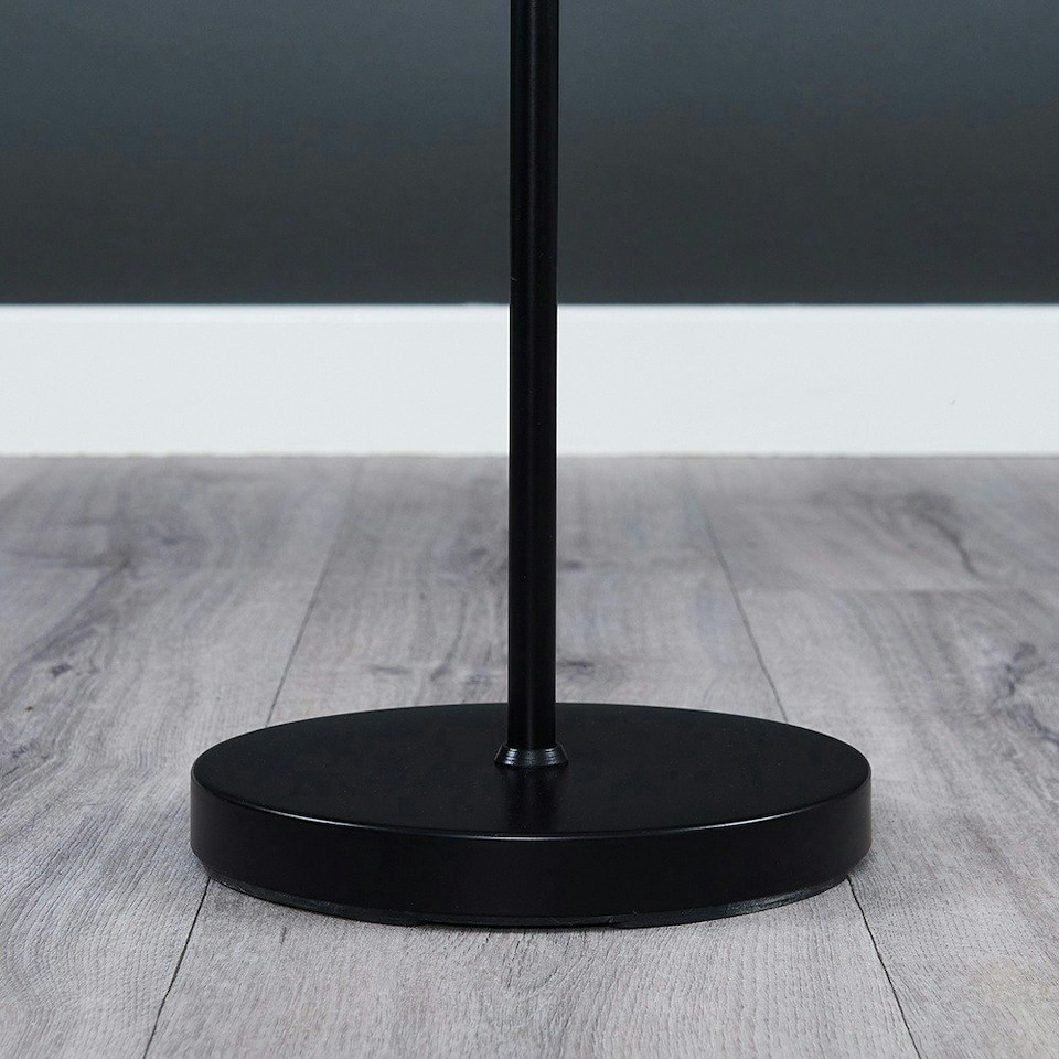 image 1 of ValueLights Modern Floor Lamp In Black Metal Finish With Large Beige Light Shade