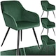image 1 of Dining Chair Marilyn - with armrests, padded, velvet look, black steel legs - Set of 4 Green | Dark Green/Black