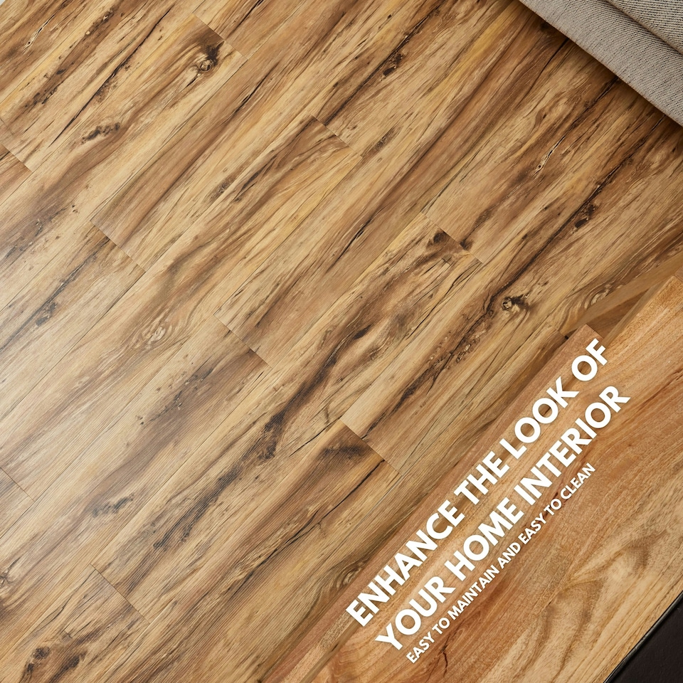 image 1 of NOVECRAFTO Self Adhesive Vinyl Floor Planks – 36x5.98 in (91.4x15.2cm) – Peel & Stick Flooring Tiles – Sandalwood Glow Wood Effect – Pack of Vinyl Tiles Brown | 0.97 sqm