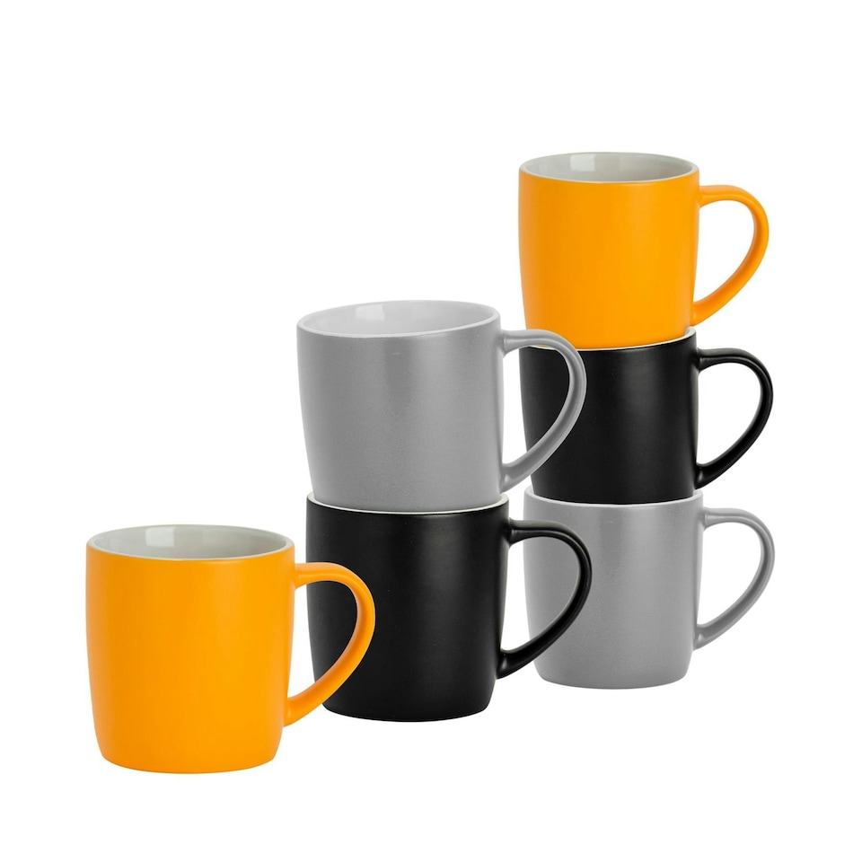 image 1 of Argon Tableware Matt Coloured Coffee Mugs - 350ml - Scandi - Pack of 6 Multi