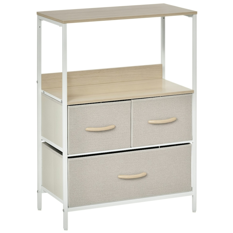 image 1 of HOMCOM 3 Drawer Storage Chest Unit Home w/ Shelves Home