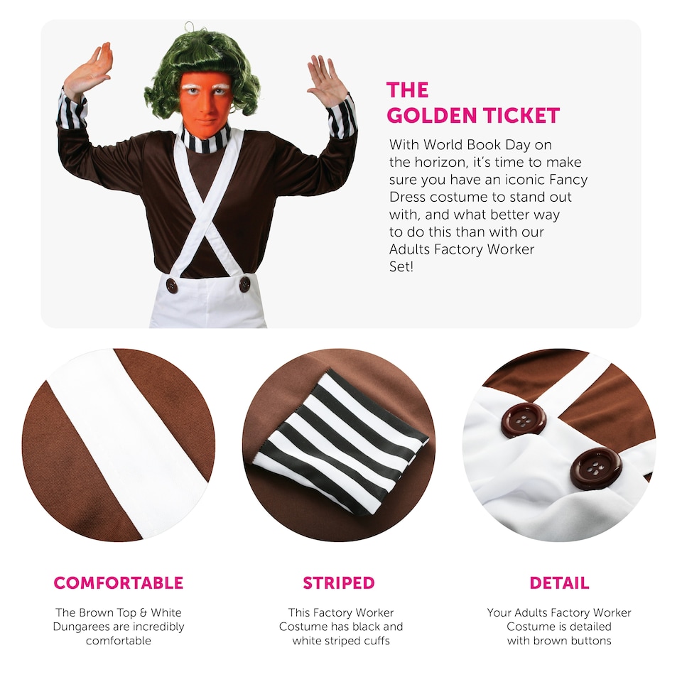image 1 of Chocolate Factory Worker Costume Brown | M
