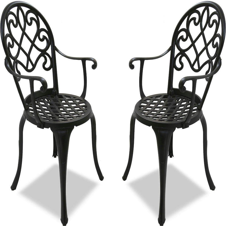 image 1 of Centurion Supports Prego 2-Large Garden and Patio Bistro Chairs with Armrests in Cast Aluminium Black