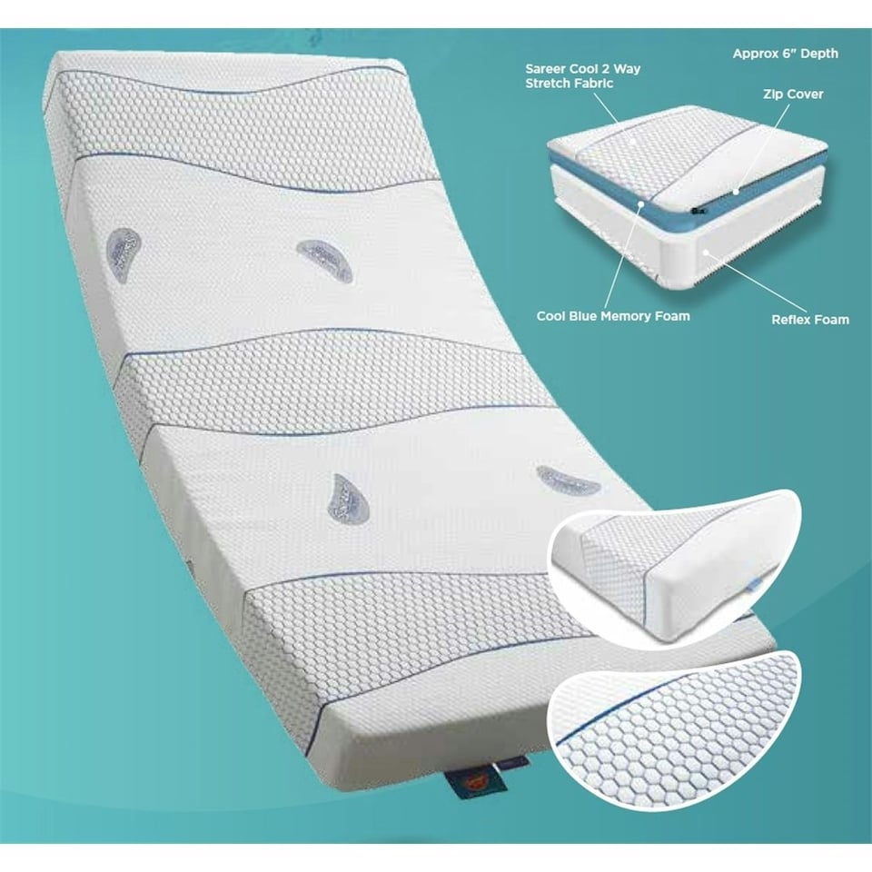 image 1 of 3ft Single Cool Blue Memory Foam Mattress - (90cm)