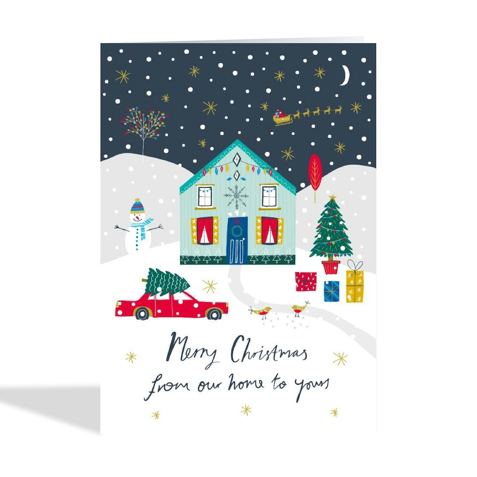 image 1 of Traditional Snow Christmas Card From Our House To Yours