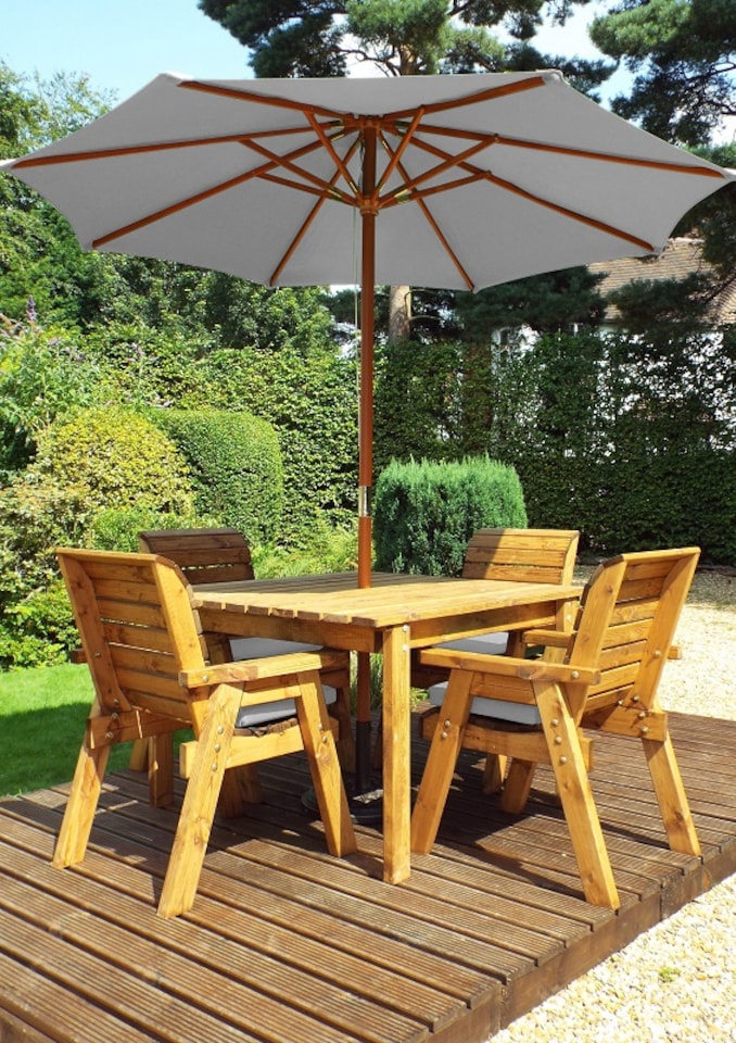 image 1 of Four Seater Square Table Set with Cushions - W230 x D230 x H98 - Fully Assembled - Grey
