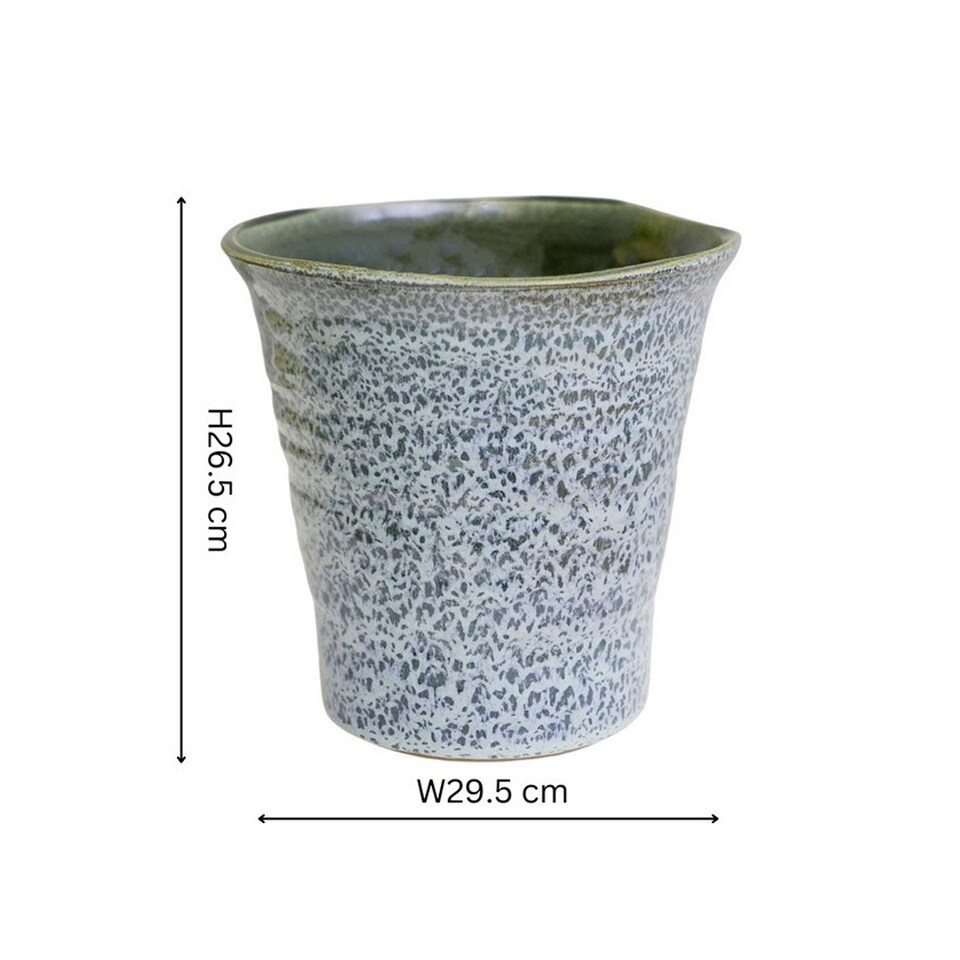 image 1 of Vallo Reactive Glaze Tapered Planter - L29.5 x W29.5 x H26.5 cm - Blue | Blue