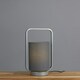 image 2 of ValueLights Contemporary Silver Metal Lantern Frame Grey Cylinder Table Lamp