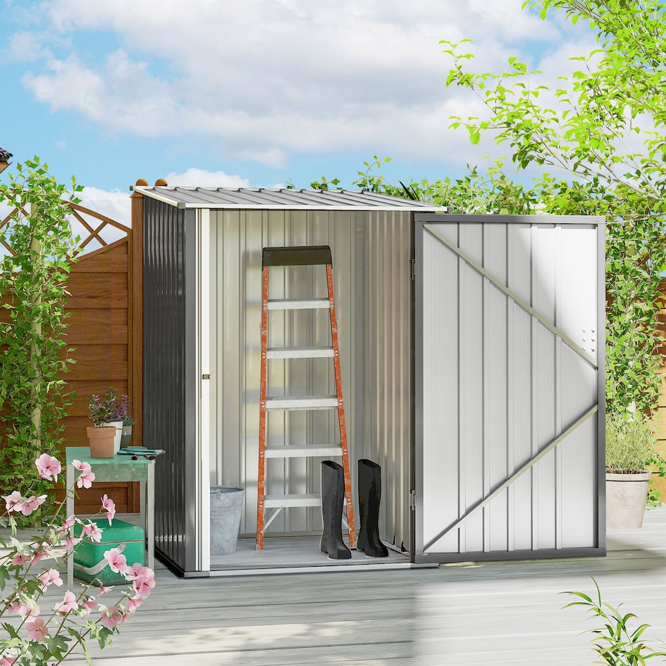 image 1 of Outsunny 3.3ft x 3.4ft Outdoor Storage Shed Steel Garden Shed w/ Lockable Door