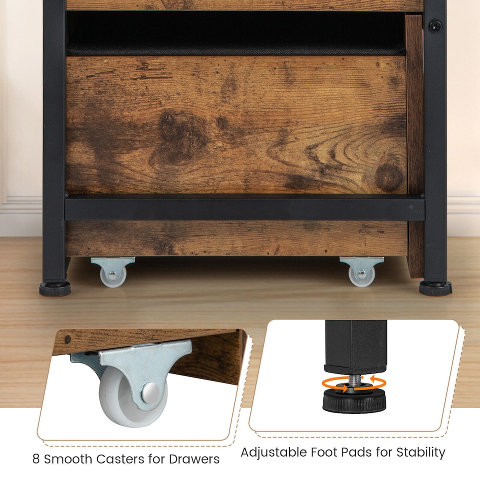 image 1 of COSTWAY Storage Ottoman Bench Flip Top Storage Chest with 2 Drawers Wooden Storage Bench