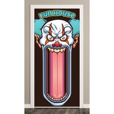 Fun House Scary Clown Halloween Door Cover PVC Party Sign Decoration 66cm x 152cm
