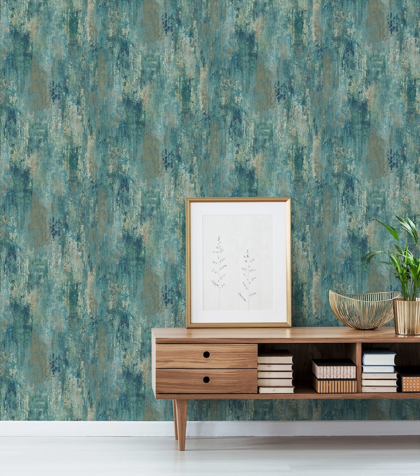 image 1 of Grandeco Vincenzo Distressed Luxury Italian plaster Green Wallpaper | Green | Green | 5.32