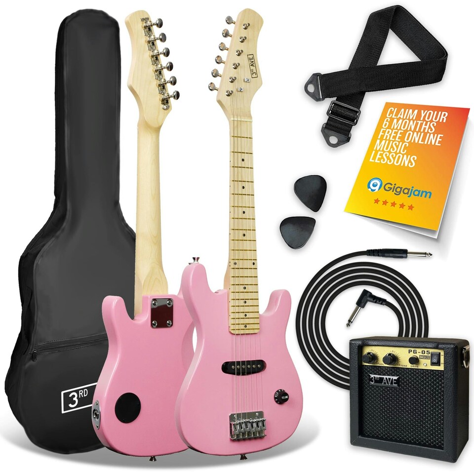 image 1 of 3rd Avenue Junior Electric Guitar Pack with Mini Amp | Black | White