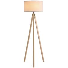 HOMCOM Floor Lamp with Elegant Wood Tripod, Free Standing E27 Bulb Lamp Versatile Use For Home Office  Beige