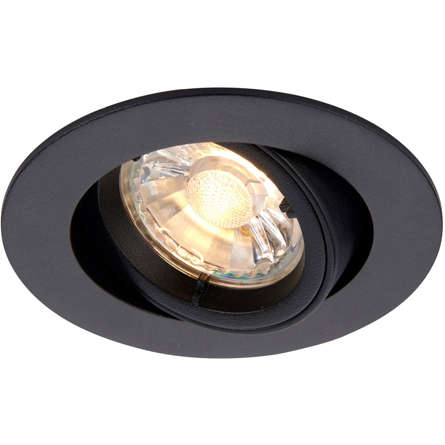 Loops Directional Tilting Ceiling Downlight - 50W GU10 Reflector - Matt Black