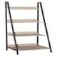 image 1 of Ladder Bookcase with Oak Effect Shelves and Grey Metal Frames - Home Office Storage Unit | Brown | Brown | 1