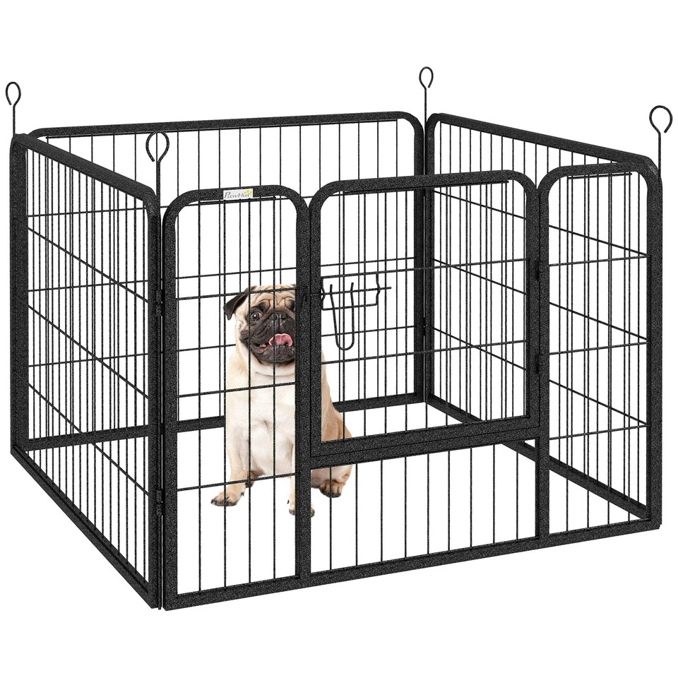 image 1 of Pawhut Metal Pet Playpen Dog Kennel w/Door Latches In/Outdoor Use 82Lx82Wx60Hcm