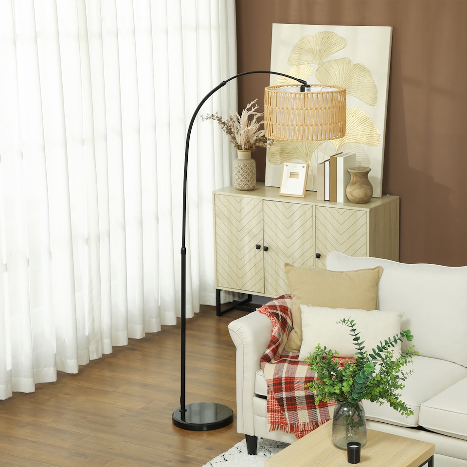 image 1 of HOMCOM Standing Lamp for Living Room, Floor Lamp with Foot Switch, Black | Black